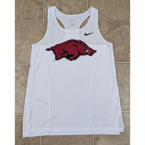 Nike Dri Fit sz S Miller Running Tank Top white Arkansas Razorbacks track 1020